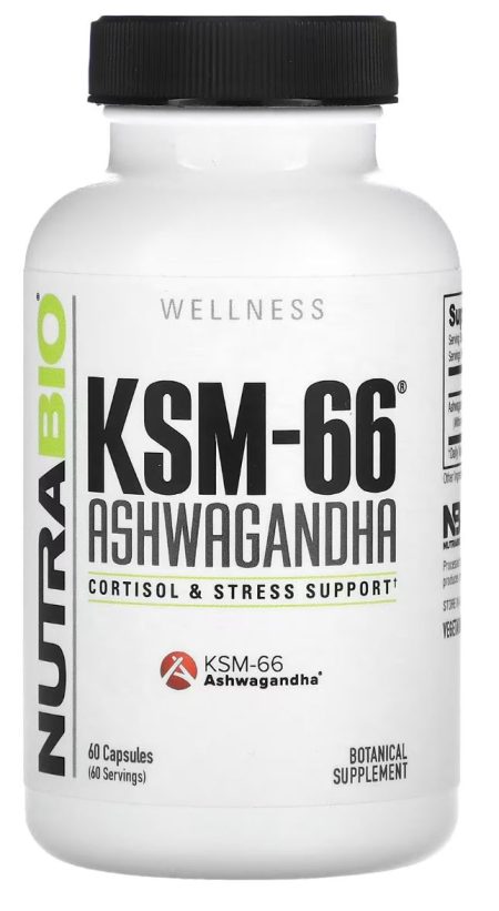 קוספת אשווגנדה KSM 66 NUTRABIO 60 קפסולות.