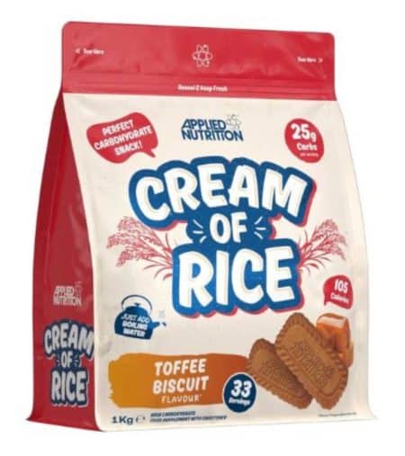 Applied Nutrition Cream Of Rice בטעם Tofee Biscuit – קרם אורז עשיר בפחמימות מהירות לפני ואחרי אימון