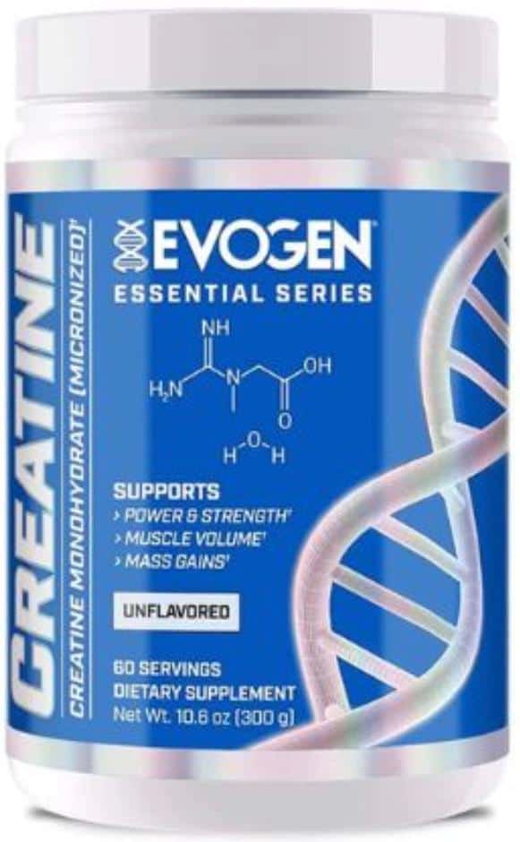 קריאטין Evogen קופסא לבנה עם כחול תוצרת ארה"ב 300 גרם.