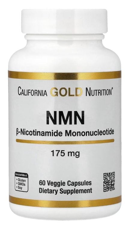 California Gold Nutrition NMN 175mg – תוסף NMN עם β-Nicotinamide Mononucleotide לתמיכה ב-NAD+, אנרגיה תאית וחיוניות יומיומית, 60 כמוסות צמחיות.