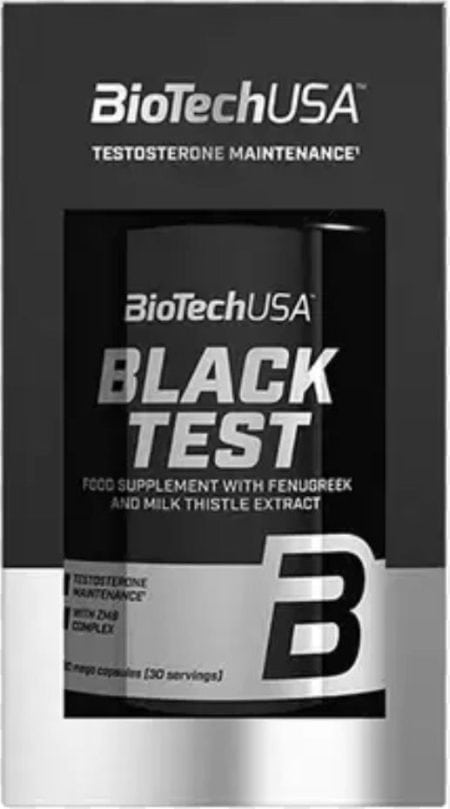BioTechUSA Black Test בוסטר טסטוסטרון טבעי לגברים עם חילבה, ZMB, HMB ו-Beta Ecdysterone – תוסף לתמיכה באנרגיה, ביצועים וחיוניות גברית.