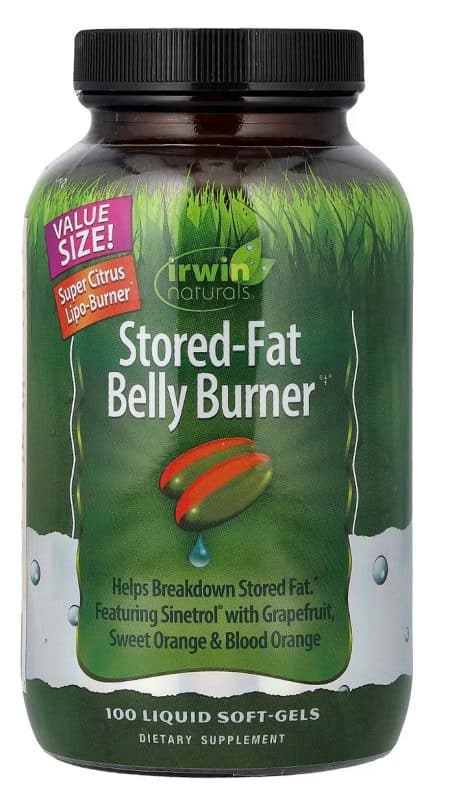 שורף שומן לבטן Irwin Naturals Stored-Fat Belly Burner – כדורים לשריפת שומן וחיטוב אזור הבטן עם Sinetról® בפורמט Liquid Soft-Gels.