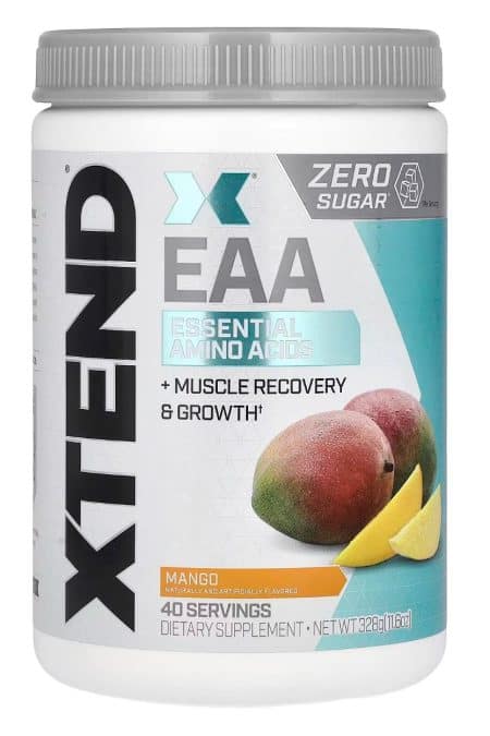 XTEND EAA בטעם מנגו – תוסף EAA עם חומצות אמינו חיוניות, BCAA ואלקטרוליטים לתמיכה בהתאוששות, בניית שריר והידרציה במהלך אימון | ללא סוכר | 40 מנות.