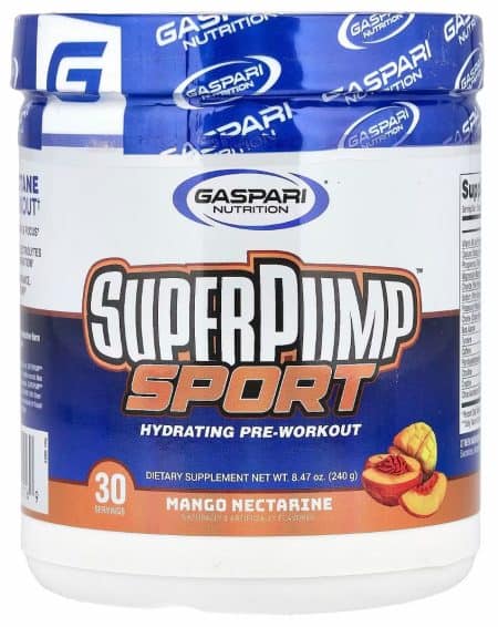 אבקת קדם אימון סופר פאמפ ספורט מבית Gaspari Nutrition לפאמפ, אנרגיה ואימונים עצימים