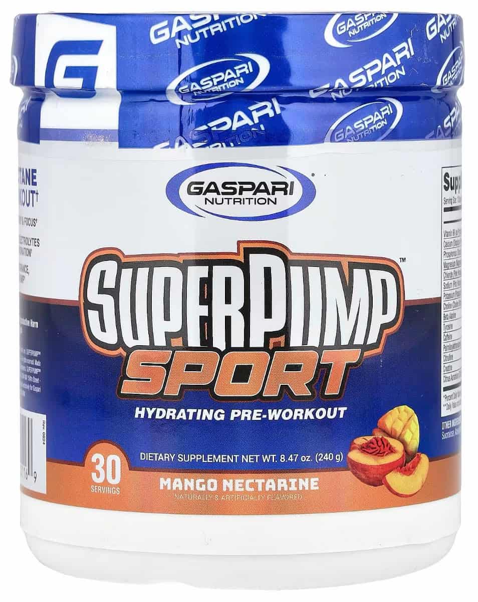 אבקת קדם אימון סופר פאמפ ספורט מבית Gaspari Nutrition לפאמפ, אנרגיה ואימונים עצימים