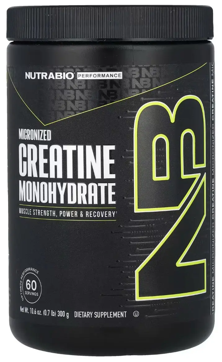קריאטין NUTRABIO 300גרם קופסא שחורה 60 מנות תוצרת ארה"ב.