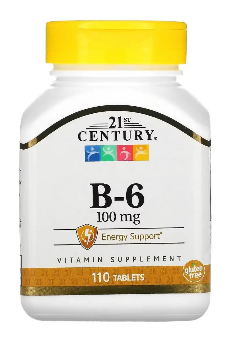 Vitamin B6 21st Century תוצרת ארה"ב עם 110 טבליות.