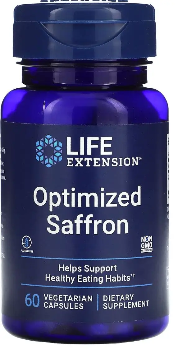 כמוסות זעפרן LIFE EXTENSION קופסא כחולה 60 כמוסות צמחיות.